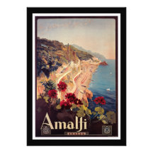 Amalfi, Italy  Vintage Travel Poster Personalized Invitation