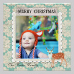 Amber & Azure  Buck  Blue Christmas Photo Card invitations