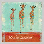 Amber & Azure Giraffes Invitation invitations