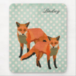 Amber Foxes Polkadot Personalised  Mousepad mousepads
