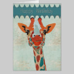 Amber Peeking Giraffe  Birthday Card cards