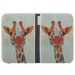Amber Peeking Giraffe Blue Case Kindle 3 Cover