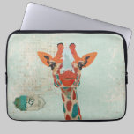 Amber Peeking Giraffe Monogram Computer Sleeve laptop sleeves