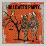 Amber Zebras & Rose Owl Halloween Invitation invitations
