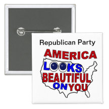 America Looks Good On You Button (Republican Party