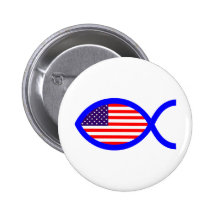 American Christian Fish Symbol Flag Buttons