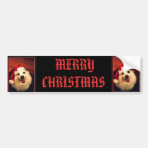 AMERICAN ESKIMO MERRY CHRISTMAS BUMPER STICKER