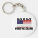 American Flag Back To Back World War Champs Keychain