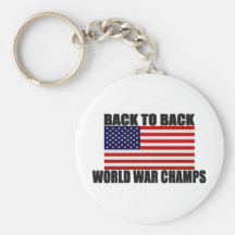 American Flag Back To Back World War Champs Keychain