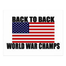 American Flag Back To Back World War Champs Postcards