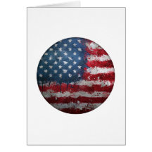 American Flag Grungy Button Greeting Card