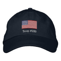 American Flag Hat with Modifiable Troop # below Baseball Cap
