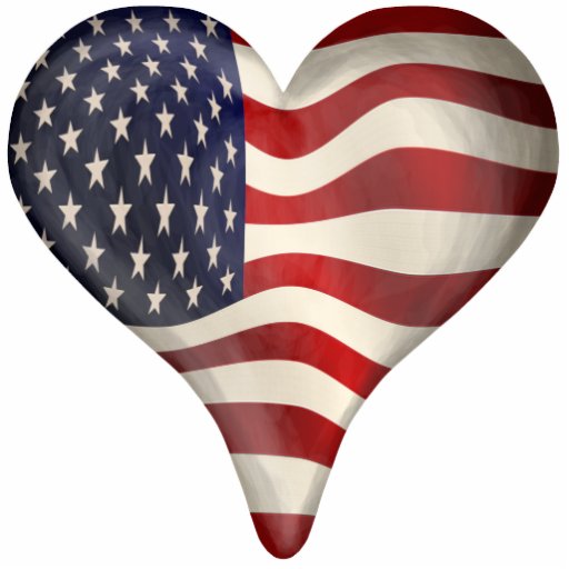 American Flag In A Heart Cut Outs