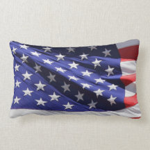 American Flag Lumbar Throw Pillow  13" x 21"