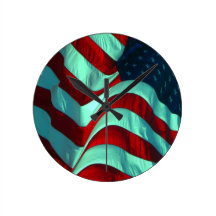 American Flag Round Wallclock