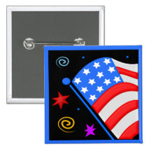 American Flag Square Button
