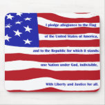 American flag with Pledge on stripes Mouse Pads