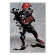 American football player holding football greeting cards