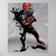 American football player holding football print