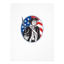 American Patriot Minuteman With Bayonet Rifle And Custom Announcement
