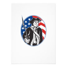 American Patriot Minuteman With Bayonet Rifle And Invites