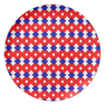 American patriotic red white and blue pattern party plates