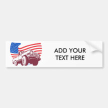 American Pickup truck with flag stars and stripes Bumper Stickers