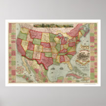American Union Railroad Map 1872 Print