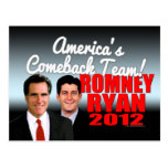 America's Comeback Team Postcard, Romney Ryan 2012