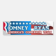 America's Comeback Team Romney Ryan Bumper Sticker