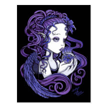 "Amethyst" Crystal Ball Angel Art Postcard