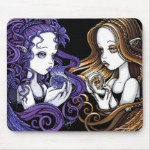 "Amethyst & Seika" Crystal Ball Angels Mouspad Mousepad