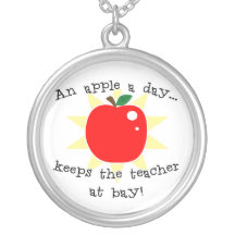 An apple a day keeps the teacher at bay necklaces