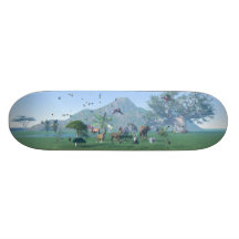 An exotic wild animal scene skate boards