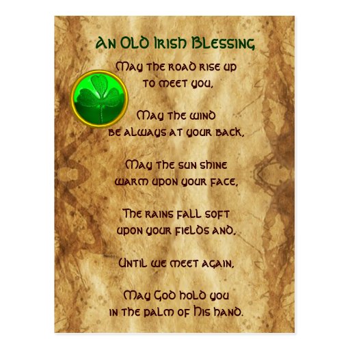 An Old Irish Blessing Parchment Postcard | Zazzle