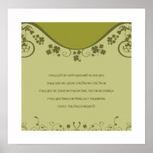 AN OLD IRISH WEDDING Blessing Clover Swirls Posters