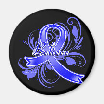 Anal Cancer Believe Flourish Ribbon Fridge Magnets