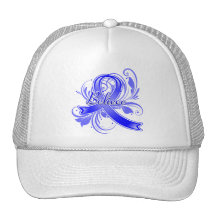 Anal Cancer Believe Flourish Ribbon Mesh Hat