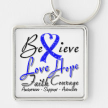 Anal Cancer Believe Heart Collage Key Chains