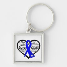 Anal Cancer Heart Ribbon Collage Key Chains