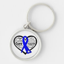 Anal Cancer Heart Ribbon Collage Key Chains