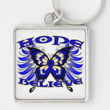Anal Cancer Hope Believe Butterfly Key Chain