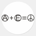 Anarchy + Equality = Peace Round Stickers