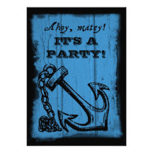 Anchor Blue Birthday Party Invitation