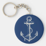 Anchor Nautical Keychain Gift Navy Blue White