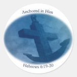 Anchored in Him Round Sticker