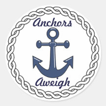 Anchors Aweigh Envelope Seals Round Sticker