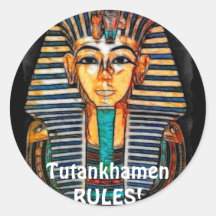 Ancient Egyptian Pharaoh Tutankhamen Round Sticker