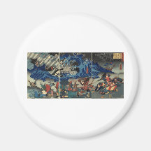 Ancient Japanese Painting of Samurai and Mongols Refrigerator Magnets