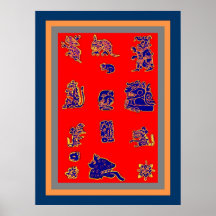 Ancient Mayan Glyphs Poster